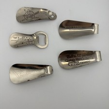 Lot of Five Vintage Metal Shoehorns with Advertisings