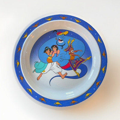 Vintage Disney Aladdin Genie Jasmine Melamine Plate Abu Kids Dish Collectible
