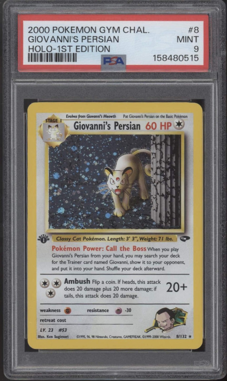 giovanni's persian pokemon card Price Giovanni's Persian 8/132 Gym Challenge Holo EXC/Near Mint Gym Challenge 1st Edition Shuffle the revealed cards into your opponents deck Pokemon - Giovanni's Persian ex