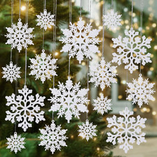 Shatterproof White Snowflake Ornaments for Christmas Tree Decor 36 Pack- Sparkli