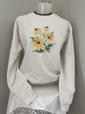 Vtg Country Store Embroidered Sunflowers Sweatshirt M Cottagecore Granny Country