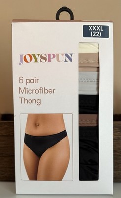 JOYSPUN 6 PAIR MICROFIBER THONG PANTIES (XXXL 22) NIB