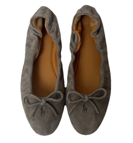 Scarpe ballerine Polo Ralph Lauren scamosciate pony grigie made in Spain 6 B $398 - Foto 2 di 7