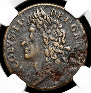 IRELAND. James II August 1689 Gunmoney Shilling S 6581B NGC VF Details