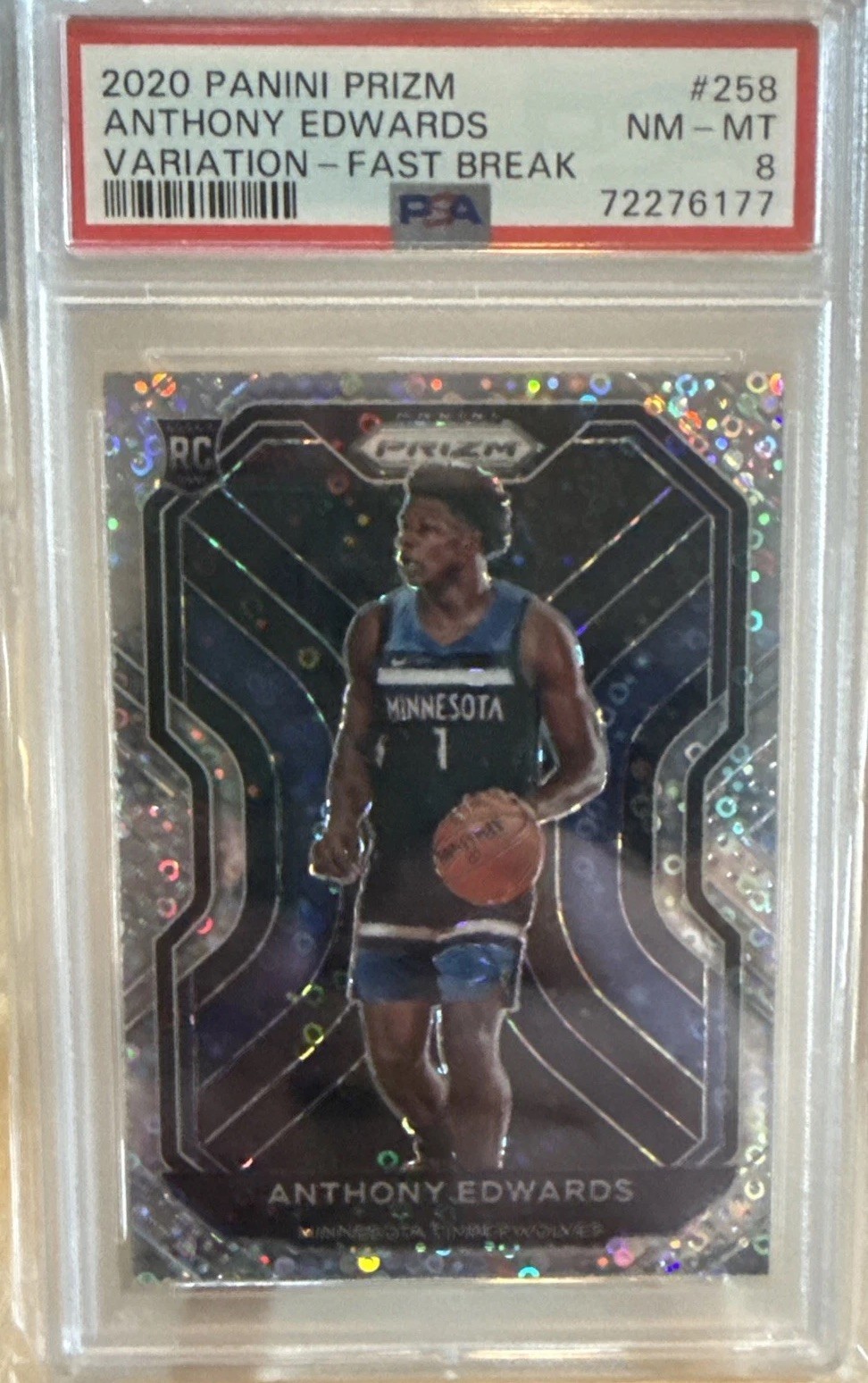 2020-01 Panini Prizm  Fast Break Prizm Anthony Edwards Rookie 258 RC PSA 9