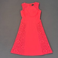 Adrianna Papell Women's Sz 4 A Line Dress Cocktail Crochet Lace Coral Pink