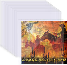 30 Pack 4 Mil Thick Vinyl Sleeves, 12.75" X 12.75" Vinyl Record Sleeve Clear Pla