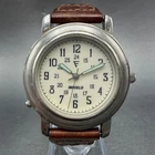 Timex Indiglo Watch Men 36mm Cream Dial Silver Tone Round New Battery VTG