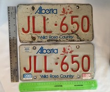 Vintage Alberta Canada Wild Rose Country 1984 Series License Plate Set JLL 650