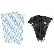 Cable Zip Ties Mark Tags(with Sticky Label) - 6x0.12 Inch / Black / 100Pcs