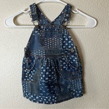 Oshkosh b  gosh floral denim skirtalls overalls skirt 24m