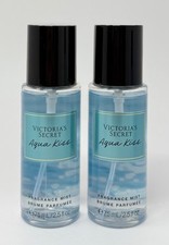 2 NEW VICTORIA'S SECRET AQUA KISS FRAGRANCE MIST BODY SPRAY TRAVEL SIZE 2.5 OZ