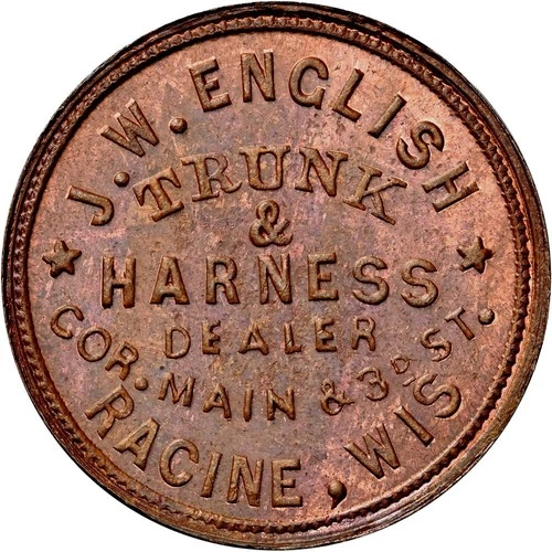 1861 Racine Wisconsin Civil War Token J W English R6 NGC MS66 Ex Hetrich