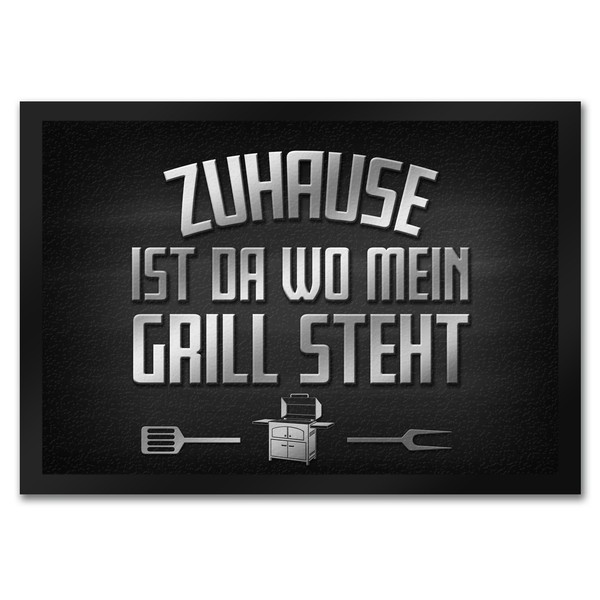 Zuhause Ist Da Wo Mein Grill Steht FußMatte Grillen Hobby Home Fleisch Wurst-image