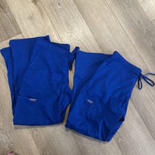 Cherokee Women  s Scrub Pants Royal Blue Straight Cargo Small Petite - Lot Of 2