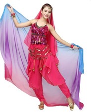 Womens Belly Dance Gradual Colorful Chiffon Scarf Veil 2.2  1.2M