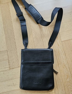MASSIMO DUTTI Herren Umhängetasche Leder  Schwarz NEU Men's Crossbody Bag