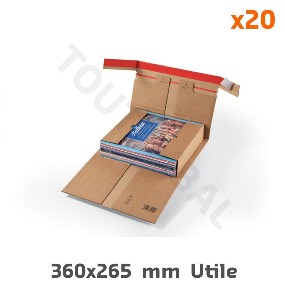Etui carton auto-adhésif 360x265 mm kraft brun ultra robuste pour envoi postal Pack de 20