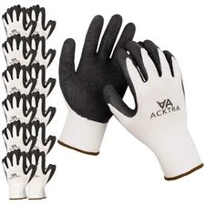 ACKTRA Coated Nylon Safety WORK GLOVES 12 Pairs, Knit Wrist Cuff, Multipurpos...