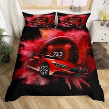 Speed Sports Car Duvet Cover Twin Red Sports Car Bedding Set Cool Speed Racin...