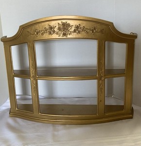 Étagère Murale Vintage Hollywood Regency - Demi-cercle - Or Mat - Chalkware