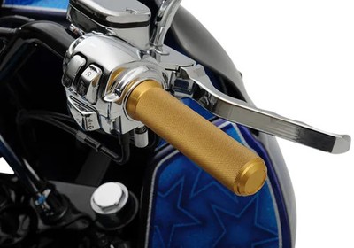 Speed Merchant 1in Gold Speed Grips Pair Harley Dyna Switchback 12-16