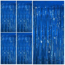 Tinsel Curtain Party Backdrop Blue Birthday Decorations 5 Packs Glitter Foil ...