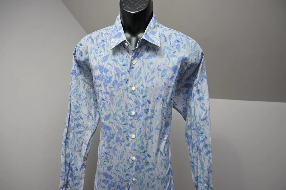 Tallia Dress Shirt Floral Flip Cuff Striped Long Sleeve Mens Size XL - Image 3 of 4