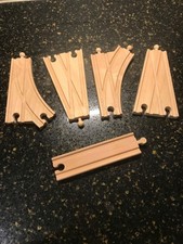Brio/Thomas Wooden Train 5 Piece 2-Way Switch  Straight Track Set, EC 