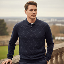 Suéter Brooks Brothers Lana Merino Seda Cachemira Azul Marino Tostado Argyle Talla Grande