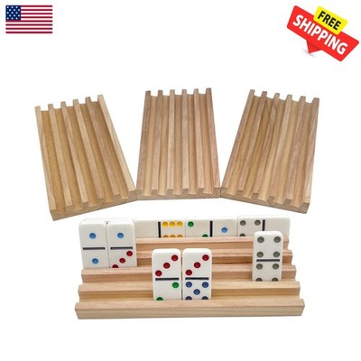 Elegant Natural Wood Domino Racks Set of 4 - Organize & Enhance Your Game