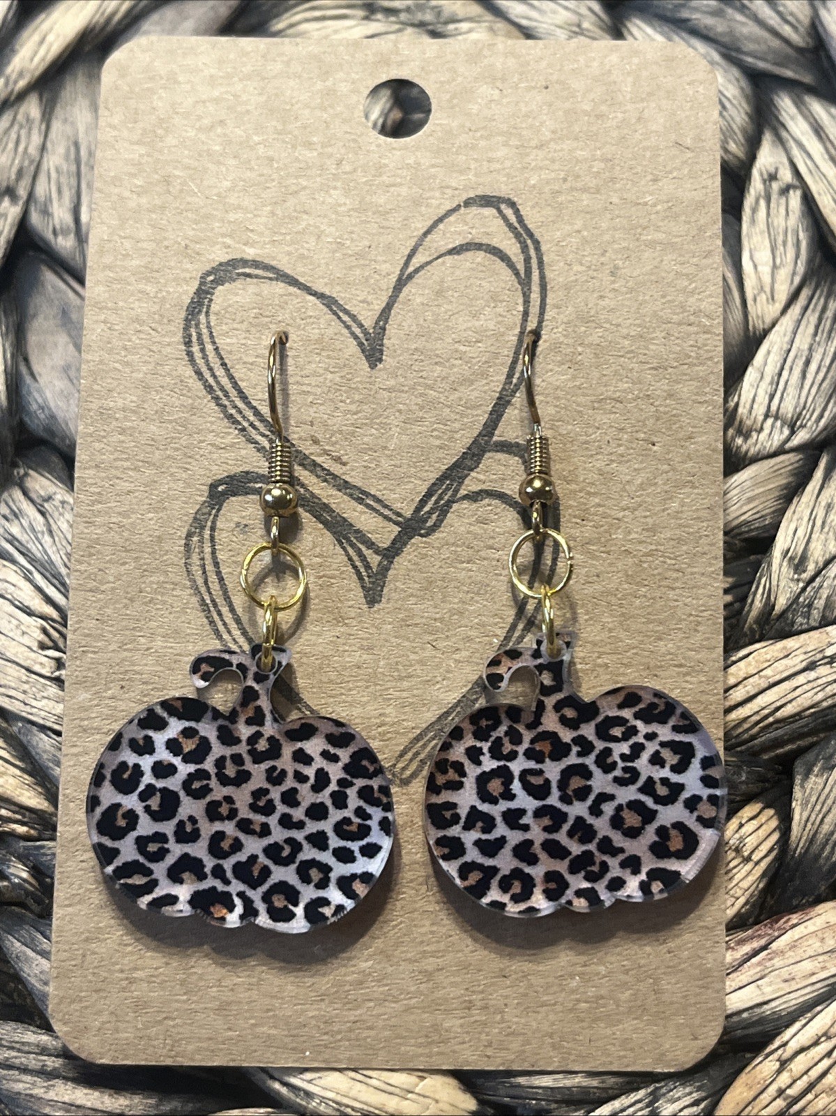 Cheetah Print Pumpkin Earrings