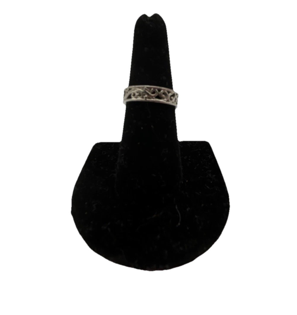 Sterling Silver  Open Work Scroll Design Band Rin… - image 1