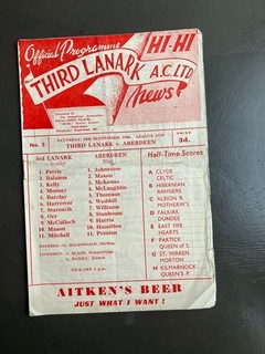 Third Lanark v Aberdeen 18th Sept 1948 Scottish League Cup