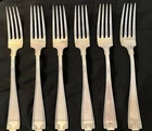 Set of Six (6) Gorham Etruscan Deco Sterling Silver Dinner Forks 7 5/8" No Mono