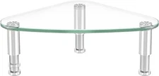 Clear Glass Computer Monitor Riser Triangle Desktop Universal Corner Stand for