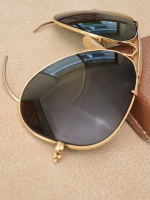 Vintage 1989 Ray-Ban Outdoorsman B&L USA 58□14 Gold w/ Case