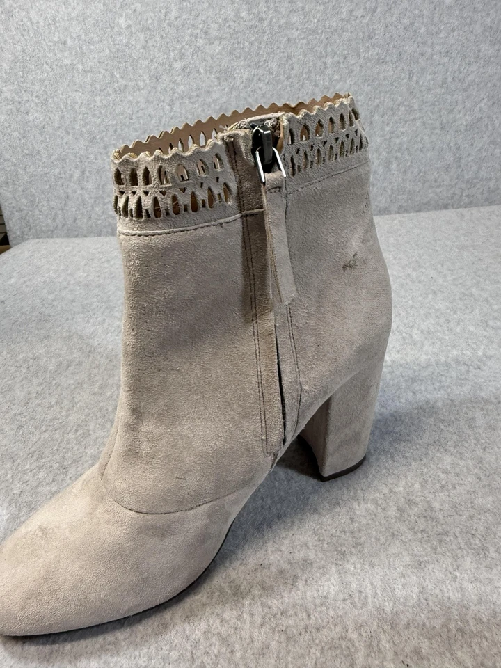 Joe's Jean Botas Mujer Talla 7 Taupe Gamuza Recorte Tacón Bloque Botines al Tobillo Foto 4 de 4