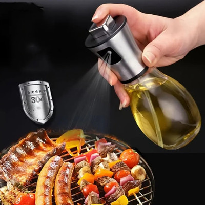 1pc 200ml Stainless Steel Oil Spray Bottle   Perfect for Kitchen,BBQ & Air Fryer