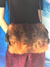 Nerz Muff Handwärmer mit Kordel brau Töne 50er vintage