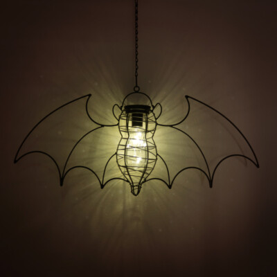Alchemy Gothic Solar Powered Black Bat Garden Lantern LED