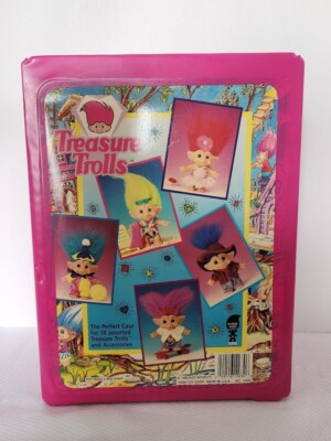 Trolls Storage TRESURE TROLLS 1992 STORAGE CARRYING CASE with 10 VTG Trolls Band ...