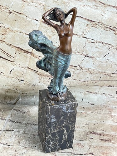 Estatua escultura niña desnuda de bronce firmada MILO Hotcast detallada estatuilla obra de arte - Imagen 3 de 9