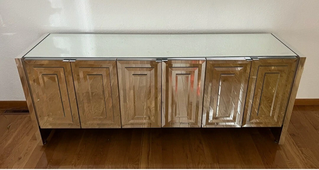 Ello Mid Century Mirrored Front Credenza