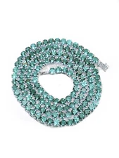 Blue Topaz Tennis Necklace Round Swiss Topaz Necklace Chain 925 Silver Chain