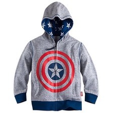 Marvel Captain America Boy Zip Front Hoodie Sweatshirt Size 5/6