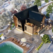 Domek stodoły zmiany biegów 3 łóżka, taras, balkon CAD Plany metryczne / imperialne