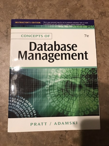 CONCEPTS OF DATABASE MANAGEMENT Instructor’ Copy 7TH EDITION By Philip J. Pratt