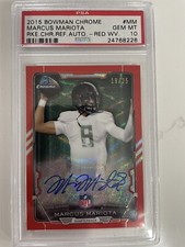 2015 Marcus Mariota Bowman Chrome Red Wave Refractors Auto RC /25 PSA 10