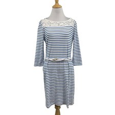 Lauren Ralph Lauren Dress Womens PL Petite Nautical Striped Lace Rope Tie Waist